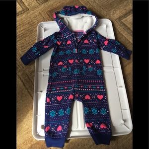 Carters fleece footless hooded zip up size 9m